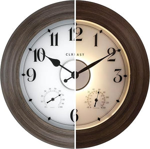 24 Inch Illuminated Outdoor Wall Clock with Temperature & Humidity Display