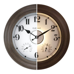 24-Inch Outdoor Wall Clock with Thermometer, Hygrometer & Smart Night Light