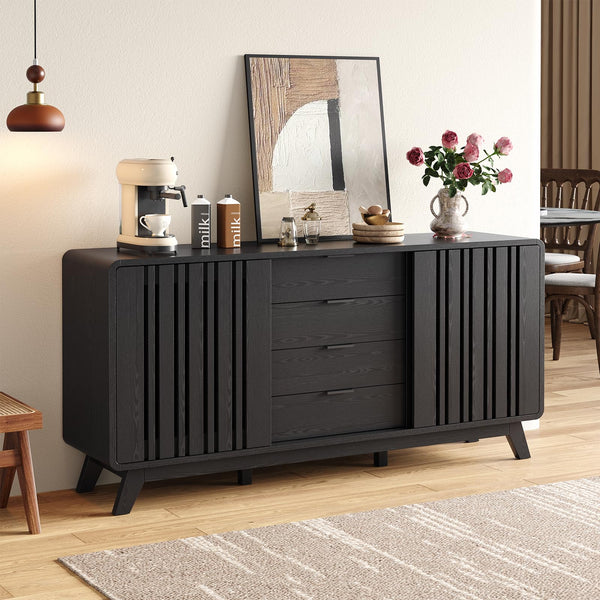 62" Sideboard Buffet Cabinet with Sliding Doors & 4 Drawers