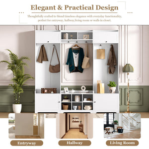 4-in-1 Hall Tree with Shoe Storage, Entryway Bench, Coat Rack & Adjustable Shelves