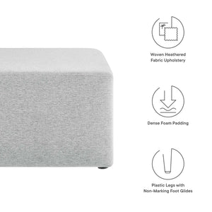 Square Upholstered Ottoman with Velvet Fabric & Wood Legs