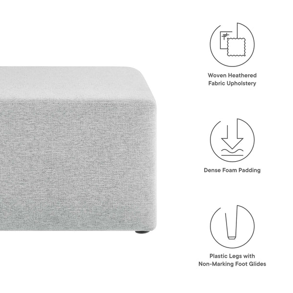 Square Upholstered Ottoman with Velvet Fabric & Wood Legs