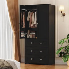Armoire Wardrobe Closet with Mirror & Drawers