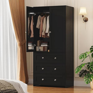 Armoire Wardrobe Closet with Mirror & Drawers