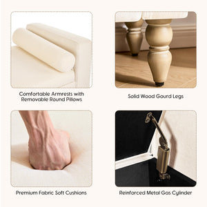 Linen Storage Ottoman Bench with Solid Wood Legs