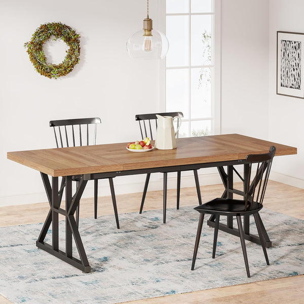 Farmhouse Dining Table 78.7-Inch for 6-8 People