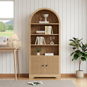 6-Tier Arched Bookcase with Storage Cabinet