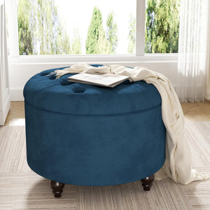 24-Inch Round Tufted Storage Ottoman