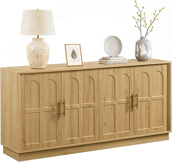 66.5" Wood Sideboard Buffet Cabinet with Arched Doors