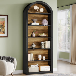 6-Tier Arched Bookcase with Storage Shelves