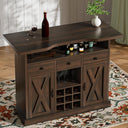 52-Inch Farmhouse Bar Cabinet with Wine Rack & Storage