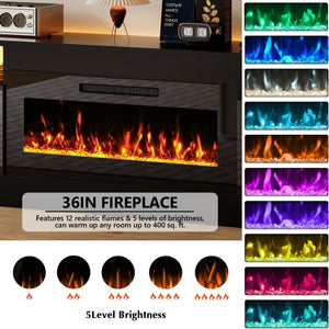 70-Inch Electric Fireplace TV Stand with LED Console