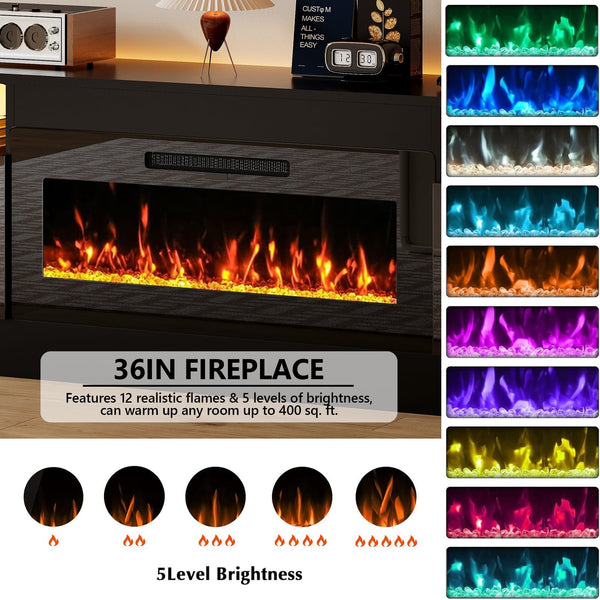 70-Inch Electric Fireplace TV Stand with LED Console