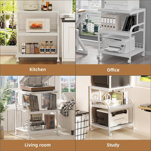3-Tier Rolling Printer Stand with Storage Shelves