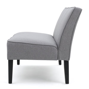 Modern Fabric Loveseat – Grey & Matte Black