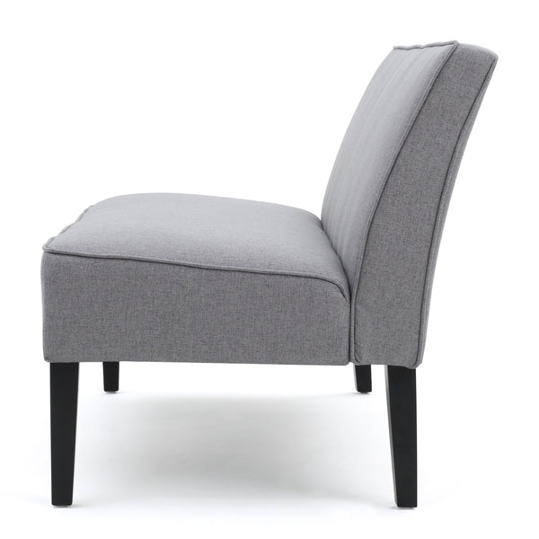 Modern Fabric Loveseat – Grey & Matte Black