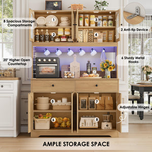 71" LED Kitchen Pantry Cabinet with Power Outlet