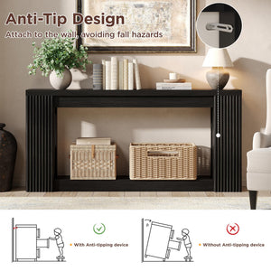 Fluted Console Table with Storage – 71 Inch Entryway Sofa Table