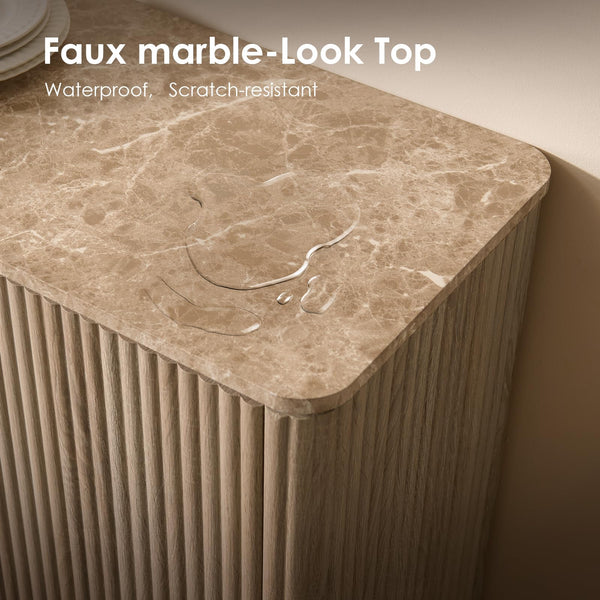 70" Fluted TV Stand with Faux Marble Top