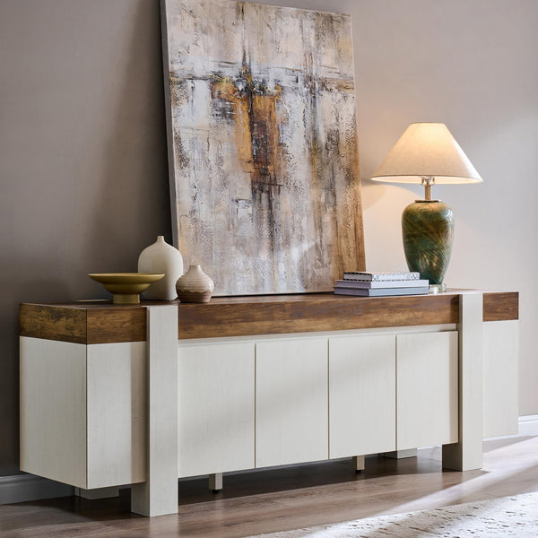 70" Farmhouse TV Stand with Storage Cabinet