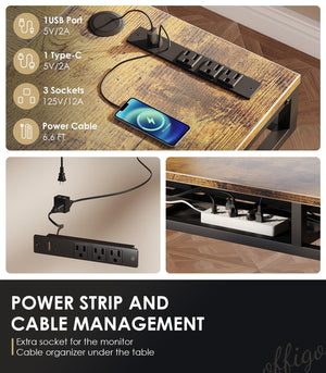 L-Shaped Electric Standing Desk with Drawers & Power Outlets