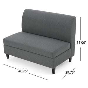 Fabric Storage Loveseat with Hidden Storage - Charcoal