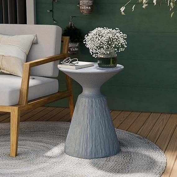 Mushroom Side Table Outdoor MgO Accent Table Round Patio End Table