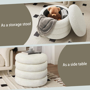 Round Storage Ottoman with Removable Lid