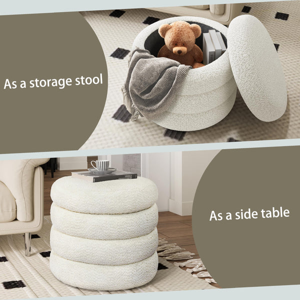 Round Storage Ottoman with Removable Lid
