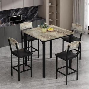 5-Piece Counter Height Dining Table Set with 4 Upholstered Bar Stools