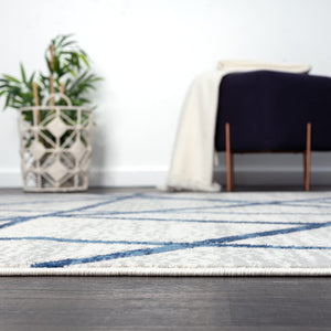 Blue Grey Criss Cross Area Rug