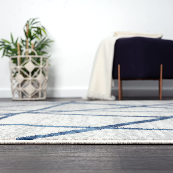 Blue Grey Criss Cross Area Rug