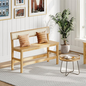 Bamboo Dining Bench with Back