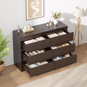 6-Drawer Wood Dresser with Deep Storage