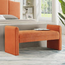 Upholstered Boucle Teddy Bench with Armrests