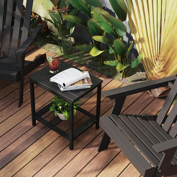 2-Tier Outdoor Side Table with Storage