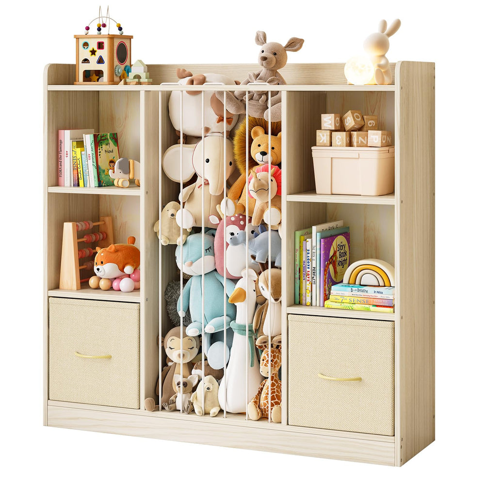 Kids Toy Storage Organizer — 6-Cube Shelf with Drawers & Stuffed Animal Zoo