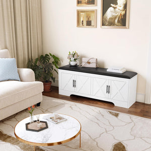 Farmhouse Storage Bench with Lift Top – 47.2" Cushioned Entryway Bench