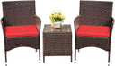 3-Piece PE Rattan Patio Furniture Set with Chairs and Table
