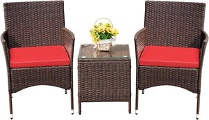3-Piece PE Rattan Patio Furniture Set with Chairs and Table