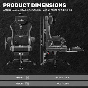 SUKIDA Fabric Video Gaming Chair, Ergonomic High-Back Computer Game Chairs with Large Massage Adjustable Lumbar Support, Headrest and Linked Armrests for Long Hours Sitting Task Chair, Black