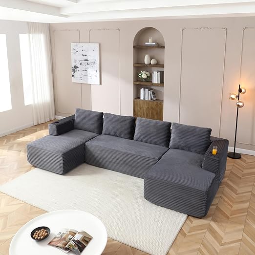 U-Shaped Modular Sectional Sofa with Chaise Lounge