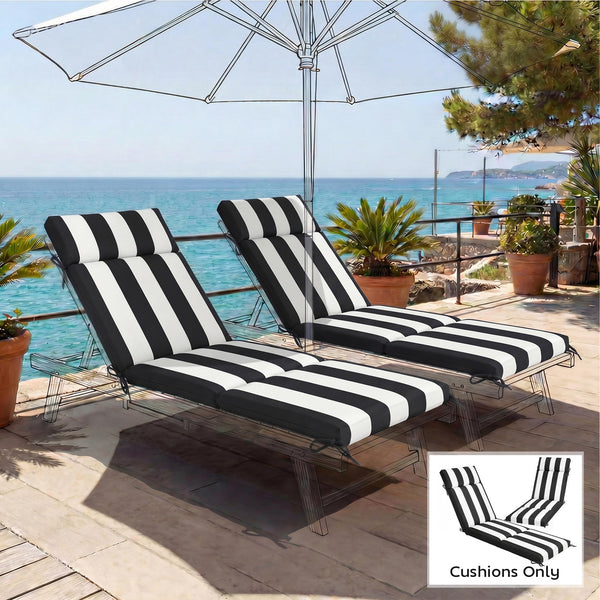 Outdoor Chaise Lounge Cushions Set of 2 with High-Density Foam, Water-Repellent & UV-Resistant