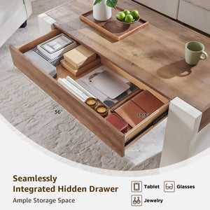 48" Farmhouse Coffee Table with Hidden Storage Drawer