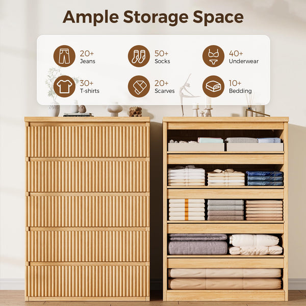 Fluted 5-Drawer Dresser