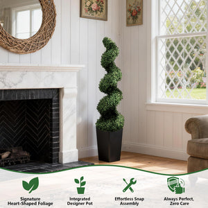 Artificial Spiral Topiary Trees, Set of 2 – UV Resistant, Indoor/Outdoor