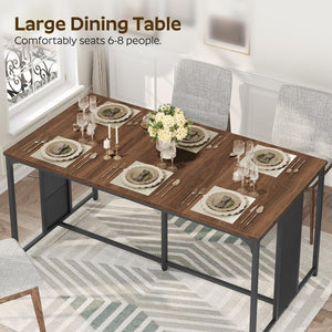 63" Industrial Dining Table for 6-8 with Metal Legs and Adjustable Feet