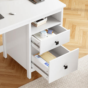 Modern Computer Desk with Drawer and Side Shelf