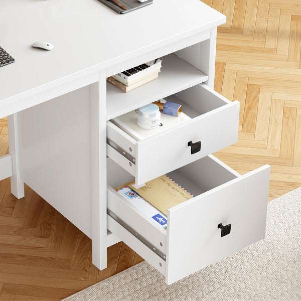 Modern Computer Desk with Drawer and Side Shelf