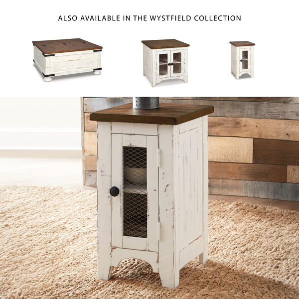 Farmhouse Chairside End Table with Cabinet Door